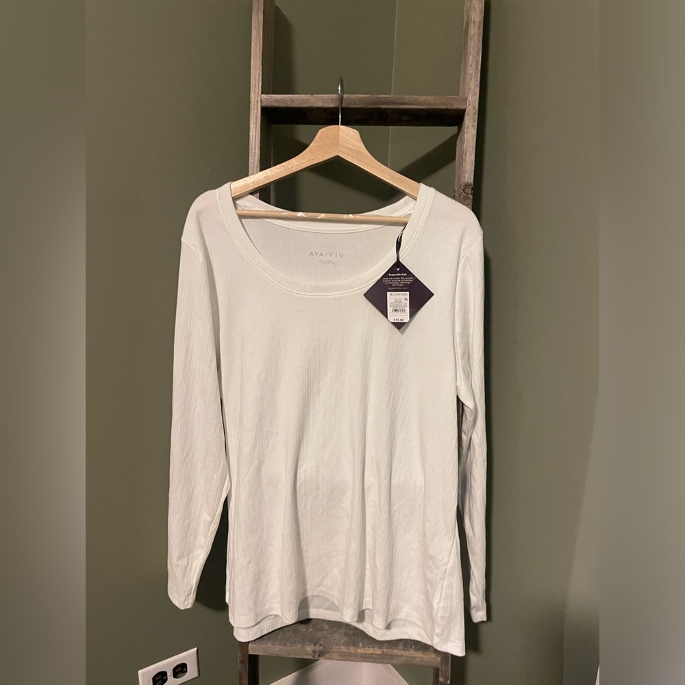Ava & Viv Ribbed White Tee